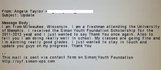Student letter shows Simon Youth Foundation impact