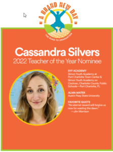Cassandra Silvers Teacher of the Year Nominee