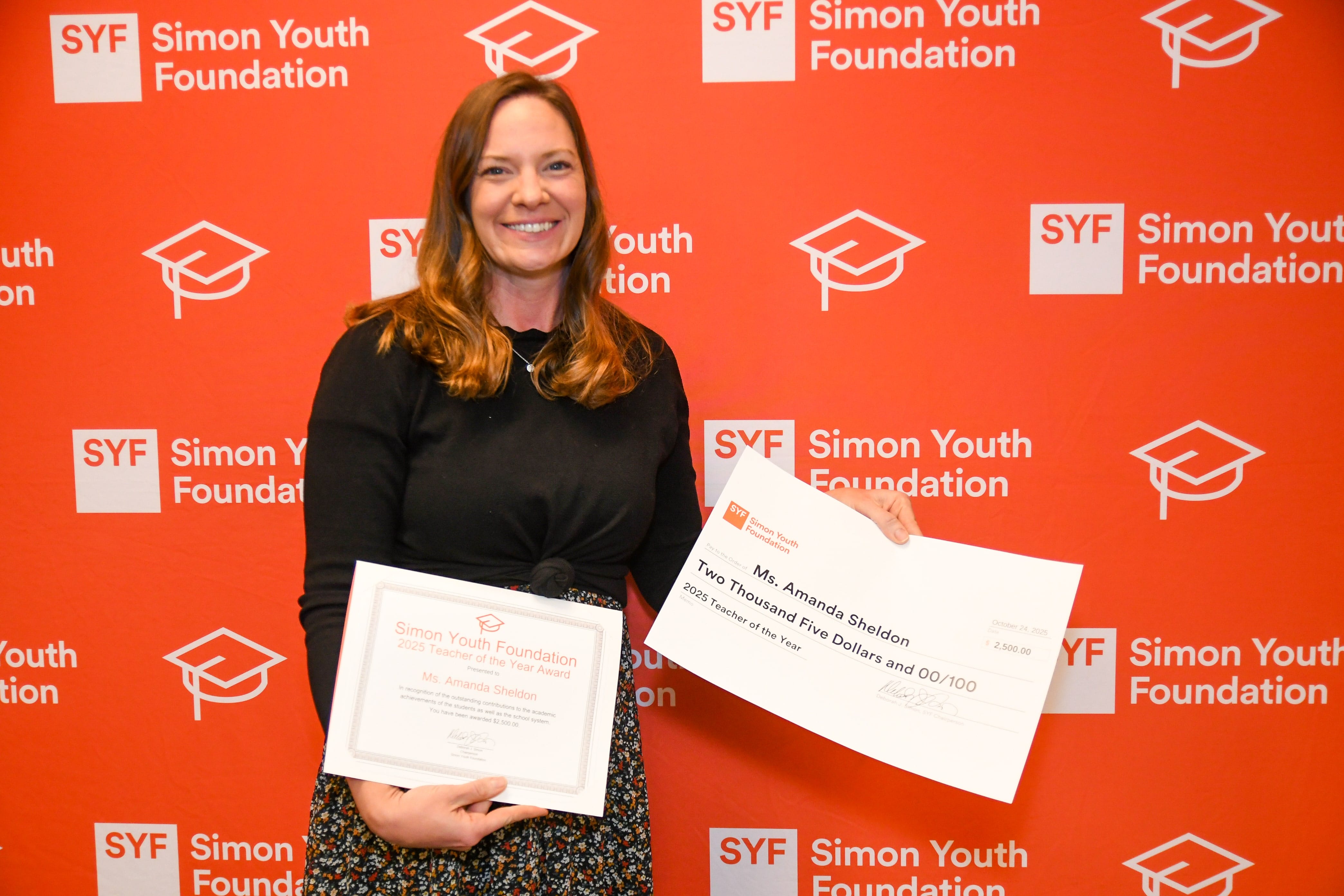 SYF Awards Night 2025_0000068-min Amanda Shelton, SYF Teacher of the Year photographed with her award.